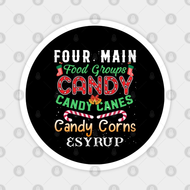 Four Main Food Groups Elf Buddy Christmas Pajama Xmas Magnet by lenaissac2